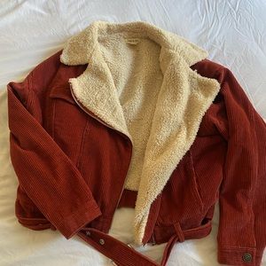 Corduroy and Sherpa Red Jacket